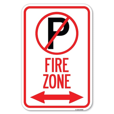 Signmission No Parking Symbol and Arrow Pointing Le Heavy-Gauge Aluminum Sign, 12" x 18", A-1218-24656 A-1218-24656